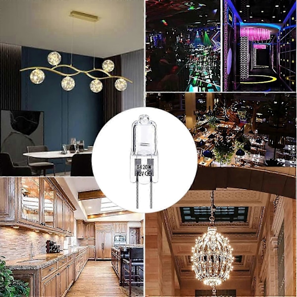 G4 Halogenpærer, 20 W 12 V Kapselpære, G4 Lavvolt Halogenlampe, Varm Hvid 3000K, Dæmpbar, 10 Styk