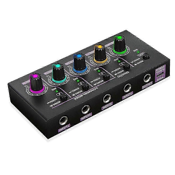 Mini 4-kanals Ultra Lavt Støy Stereo Mikser for Mikrofon & Gitar - MH400 (EU-Plugg)