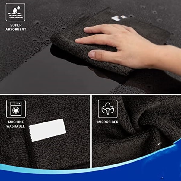 #Storlek 30 x 30 cm Förpackning med 12 svarta mikrofiberrengöringsdukar för alla ändamål i mikrofiberhanddukar Sträckfria rengöringsdukar #