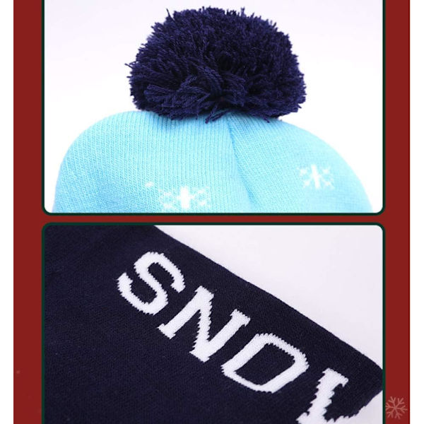 #Blå stickad mössa, julmössa, varm stickad vintermössa#