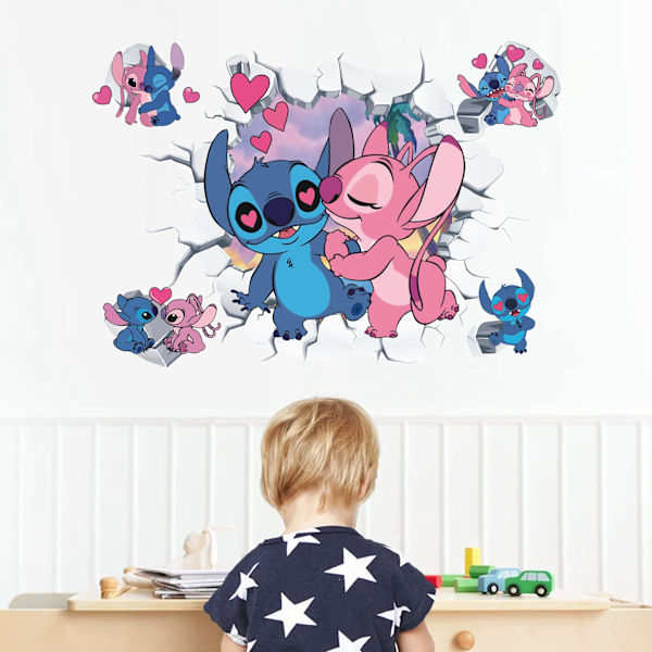 #Stitch ja Angel 3D seinätarra, tapetti, PVC, 50cm*36cm#
