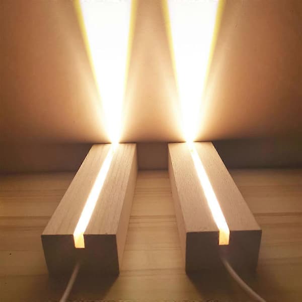 Bøgetræ Lysbaser USB Drevet LED Natlamper Bordlampe Base Holder