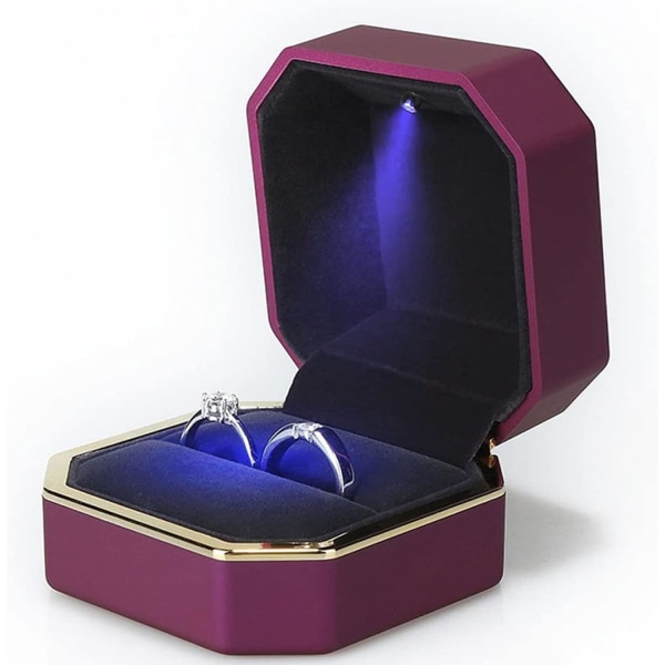 /#/Luxury Square Velvet Ring Box with LED Light for Marriage Propos/#/