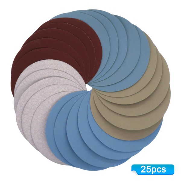 25 st 125mm våt/torr slippapper Runda slipbrickor Orbitalslipdynor Slippapper för metall trä - Korn 1000#2000#3000#4000#5000#