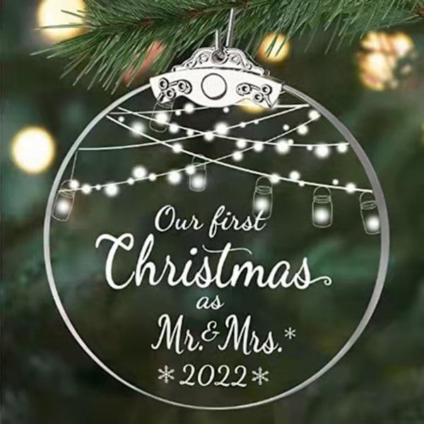 Julhänge med snodd, hängande hål, ej ömtåligt, gör-det-själv Vår första jul som herr och fru 2022 prydnad för festival KaesiA
