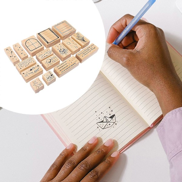 1 Ask Små Trästämplar Scrapbook Romantiska Stämplar DIY Hantverk Festtillbehör