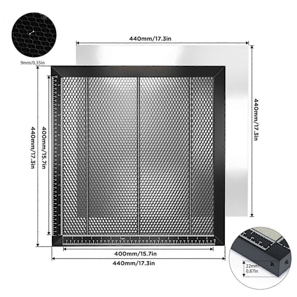 Bikube Arbeidsbord Aluminium Legering Bikube Laser Seng Laser Plattform med Hjørnebeskyttere 440 X 440mm