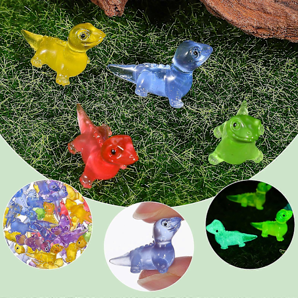 100 st Mini Resin Ödla Figurer Självlysande Resin Figurer Söta Resin Ödla Dekorationer Små Resin Djur