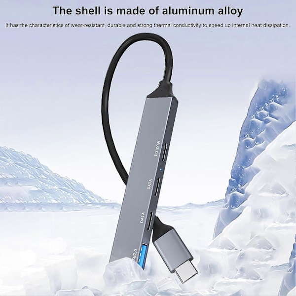 Type-C 5-in-1 -keskitin USB 3.0 -porteilla, nopea tiedonsiirto, helppo laitteiden liitäntä, telakointiasema, puhelintarvike