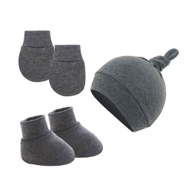 3st Bomull Baby Beanie För Nyfödd Baby Bonnet Handskar Strumpor Set Baby Hat