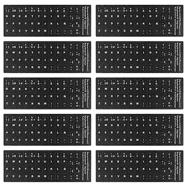 10 ark spanske computertastaturklistermærker bærbar computer notebook tastaturklistermærker universelle tastaturklistermærker