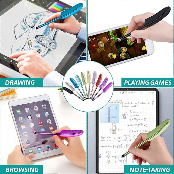 Touchscreen Stylus Penn, Universal Stylus Penn Slanke Fjærpenner Kapasitiv for Mobiltelefoner Nettbrett, Smarttelefoner Pakke med 10