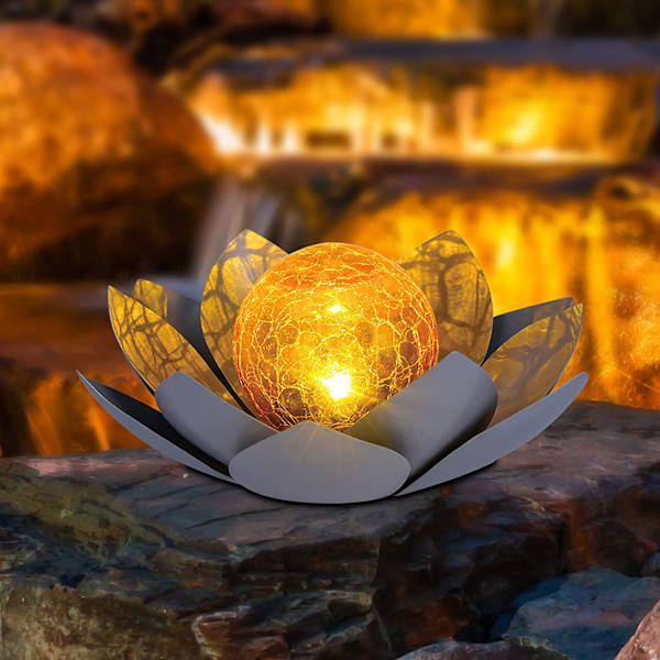 *2 stk. Koding Solar LED Lanterne Utendørs Hage Metall Lotus med*