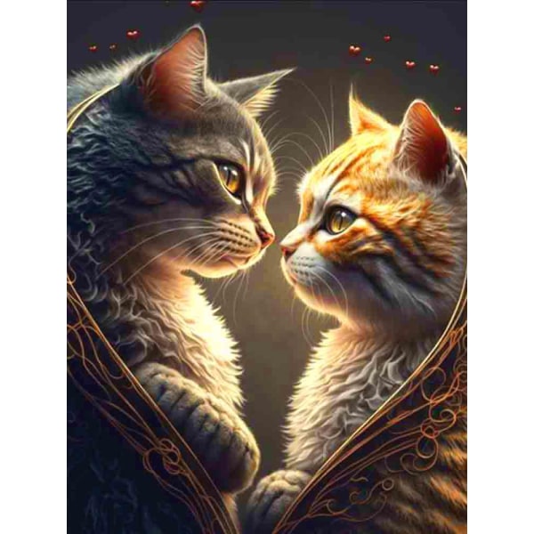 #Kattekærlighed(30 * 40 1 stk) Broderi Diamantmaleri#