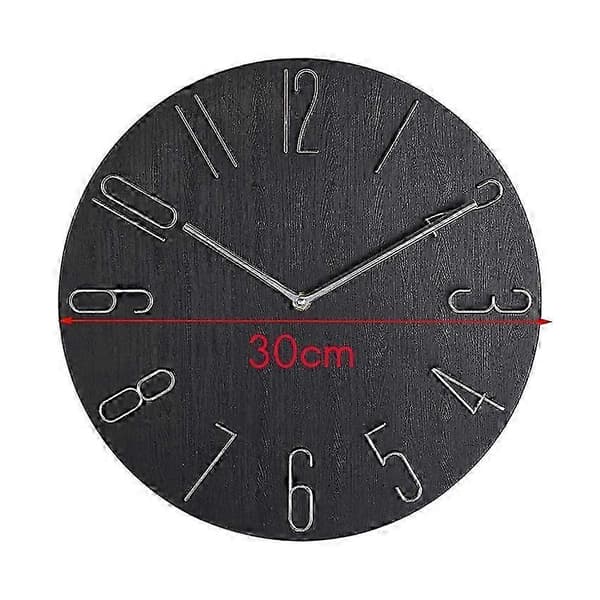Enkel Väggklocka 30 cm Vardagsrum Hem Väggklocka Klocka Mode Sovrum Väggklocka - Svart