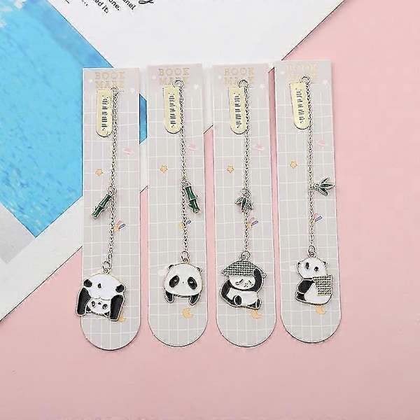 Kirjanmerkit Söpö Panda Muotoinen Metallinen Kirjanmerkkipakkaus, 4 kpl