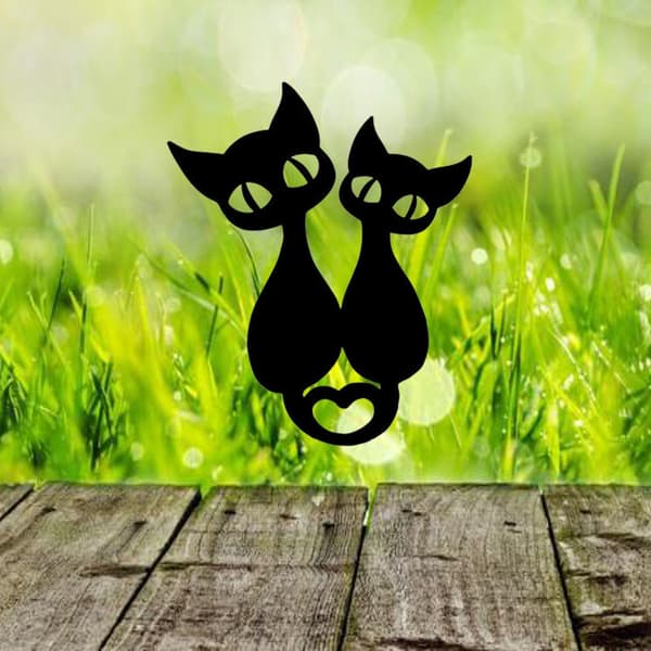 #Sæt af 2 havepynt kat ornament have silhuet græsplæne ornamenter#