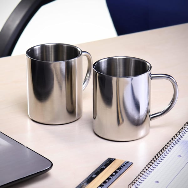 2 st rostfria termiska muggar - 300 ml per mugg - dubbelväggig
