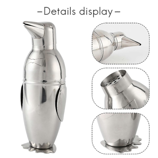 500ml Shaker, Pingvin i Rustfritt Stål Bar Bartender Drink Mixer Shaker Pot, vin, vintilbehør