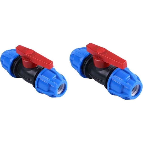 2 Delar PE Kulventil PE Koppling Skruvkoppling Vattenrörskoppling 20mm PE Rör 25mm Adapterkopplingar för Vattenrör, Bevattningssystem, Installation