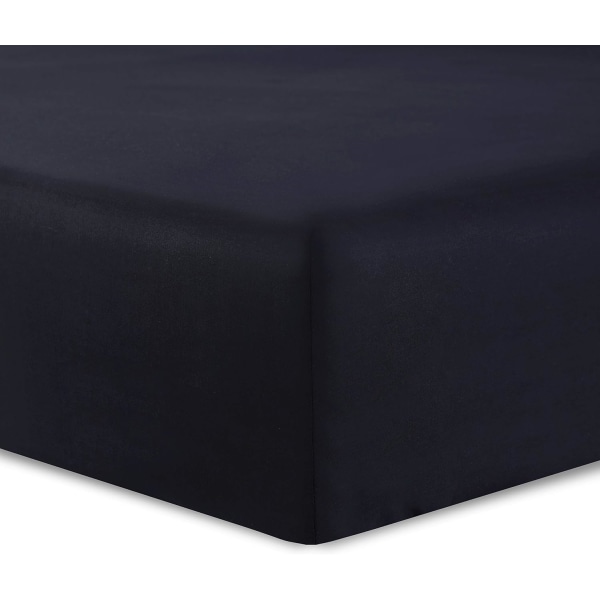 Sengesæt 140 x 200 cm - Farve: Sort 4 elastiske hjørner