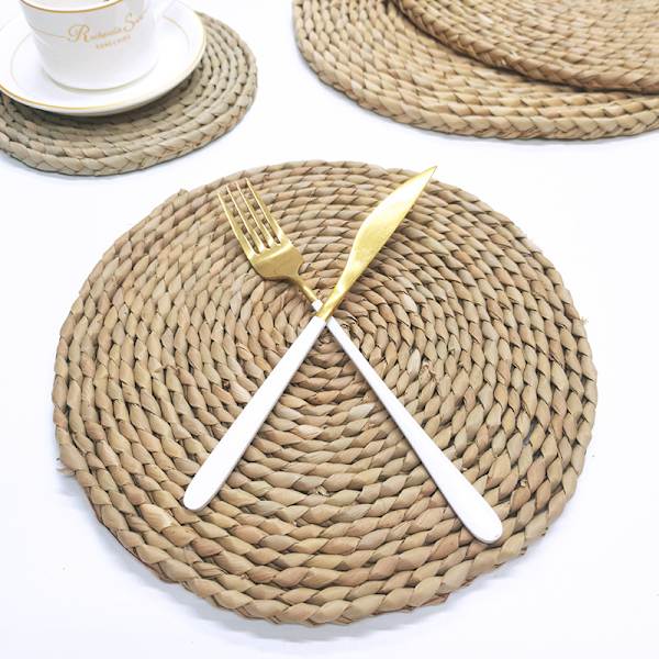 25cm Runde Papyrus Håndvævede Måtter (3 stk.), Halm Bordmåtter, Hi