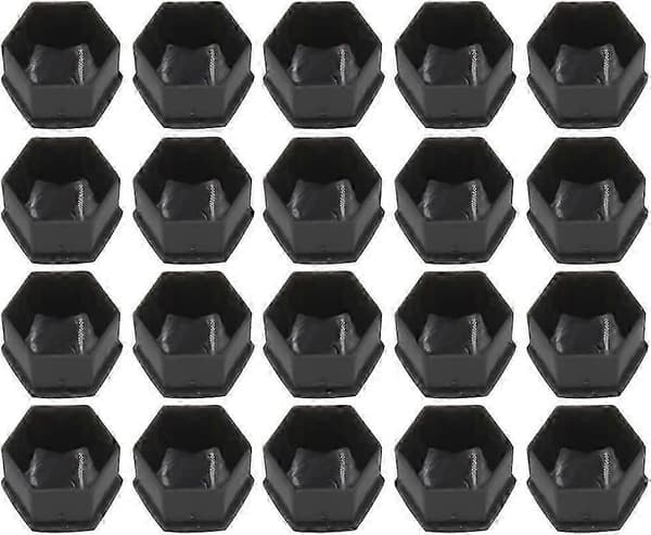 20 stk. 21 mm hjulmutterhette, hjulboltmutterhette deksler, sekskantede deksler for dekk (svart)