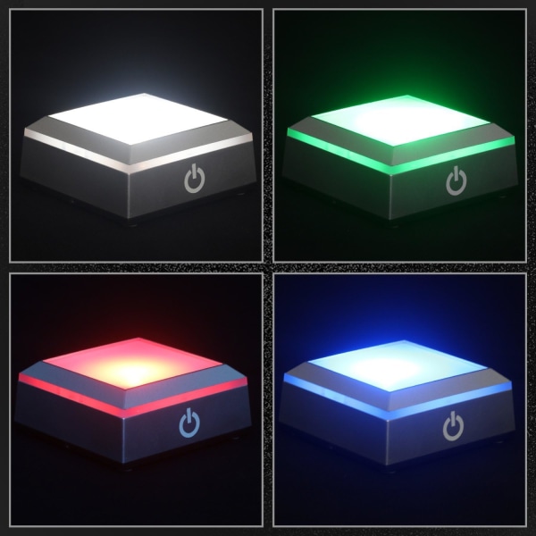 LED-ljusbas för Kristall 3D Glaskonst Färgglad upplyst fyrkant