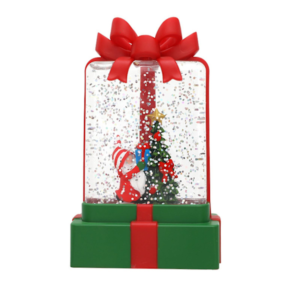 Julbelysning Klar Presentförpackning Form 3d Jultomte Snögubbe Träd Glitter Paljetter Romantisk Varm Belysning Skrivbordslampa Festtillbehör Present KaesiD