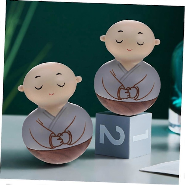 1kpl Ruokapöydän Sisustus Buddha Munkki Patsaat Auto Lelut Puu Kawii Söpö Meditaatio Munkki Hahmo Työpöydän Koriste Lasten Mini Lelut Istuva Buddha Patsas Cutai