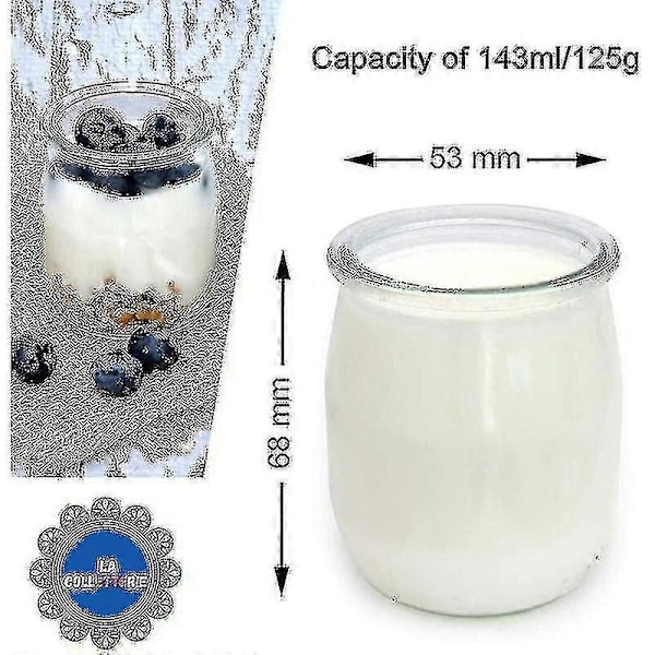 Set med 12 glasburkar för yoghurt med läckagesäkra lock Tillverkade i Frankrike För yoghurtmaskiner Multikokare och