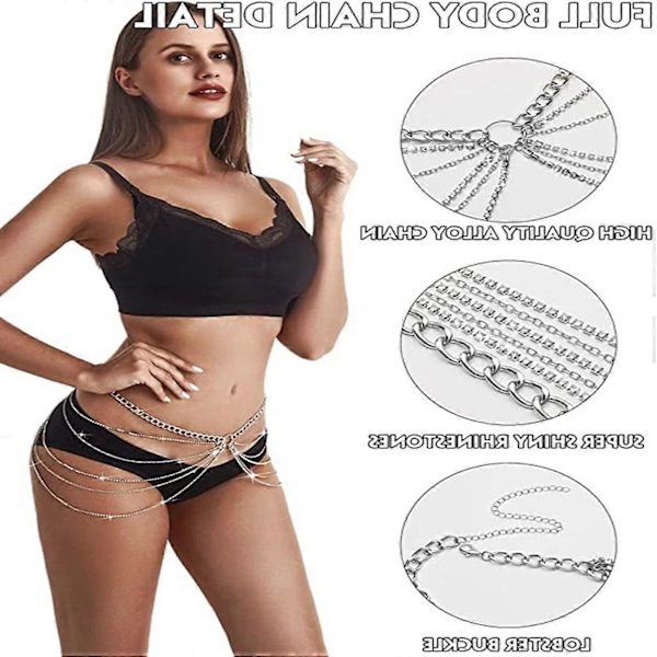 Rhinestone Kroppskjeder Smykker For Kvinner Og Jenter Sexy Mage Midje Kjede Bikini Strandtilbehør Egnet for en rekke Karnevalscener