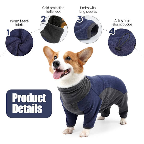 #(Blå, L) Vinterjakke til Hunde, Varme Pyjamas til Hunde#