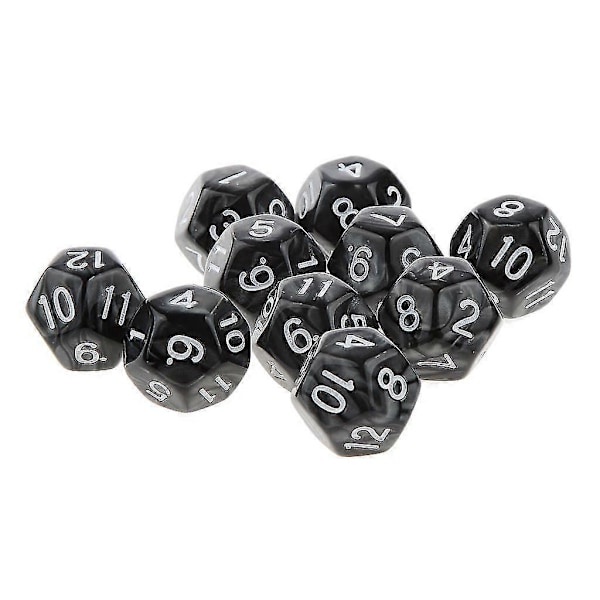 4x 10 stk. Tolvsidet Terning D12 Spille D&d Rpg Festspil Terninger Sort
