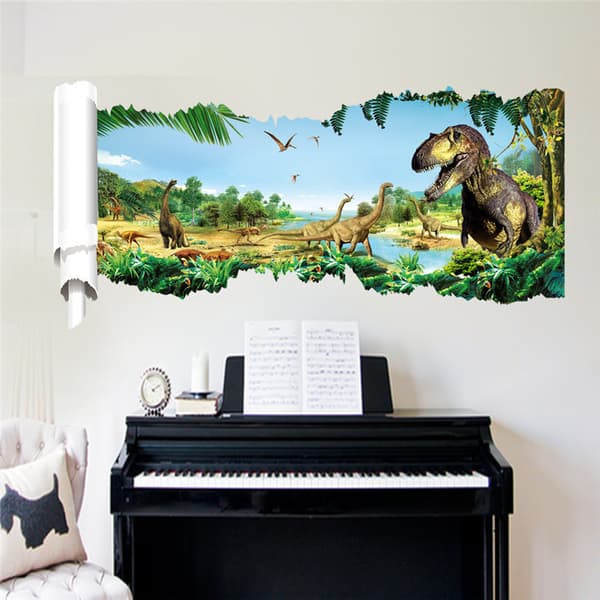 /#/3D seinätarrat viidakon dinosauruksen seinätarrat olohuone B/#/