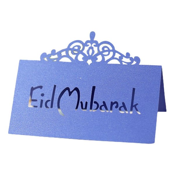 100 st 3d blommig krona Eid Mubarak bordskort Ramadan Kareem ihåliga bokstäver Papper Placecard Muslimsk festdekoration