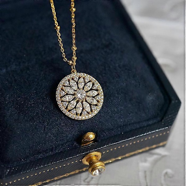 18k Gullbelagt Sterling Sølv Edelsten og Diamant Aksent Filigran M