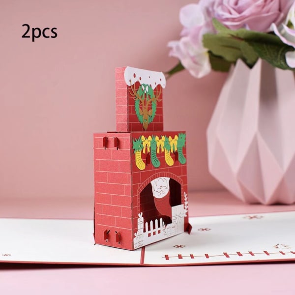 *2 stk. 3D julekort Kreative foldbare julekort Col*
