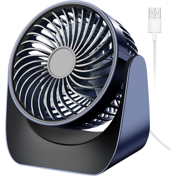 Hiljainen USB-tuuletin, Mini pöytätuuletin 3 nopeutta, 360° kierto Pieni