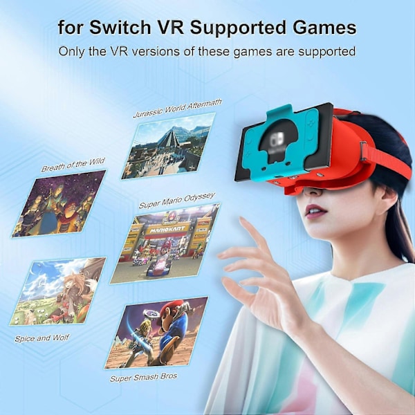 VR-kuuloke - Suunniteltu Nintendo Switch LCD/OLED:lle, VR-lasit säädettävillä HD-linsseillä, yhteensopiva virtuaalitodellisuuspelikokemuksen kanssa (Sininen ja Ora