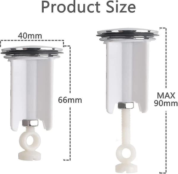 Universal vaskepropp, 40 mm erstatningspropp for baderomsvask, pop-up-propp