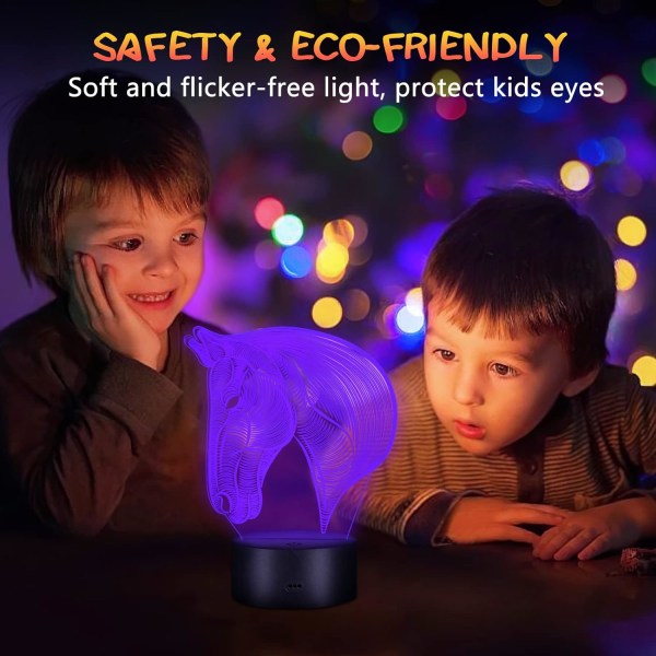 Gåva Pojke Barn Tjej, Barn Nattljus 3D Optisk Illusion Lampa Be