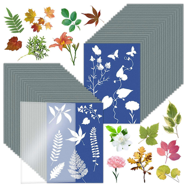 32 ark Cyanotype Papir Solar Papir A5 Solar Tegnepapir Sensitivitet Naturligt Trykpapir til Børn Voksne DIY Kunsthåndværk
