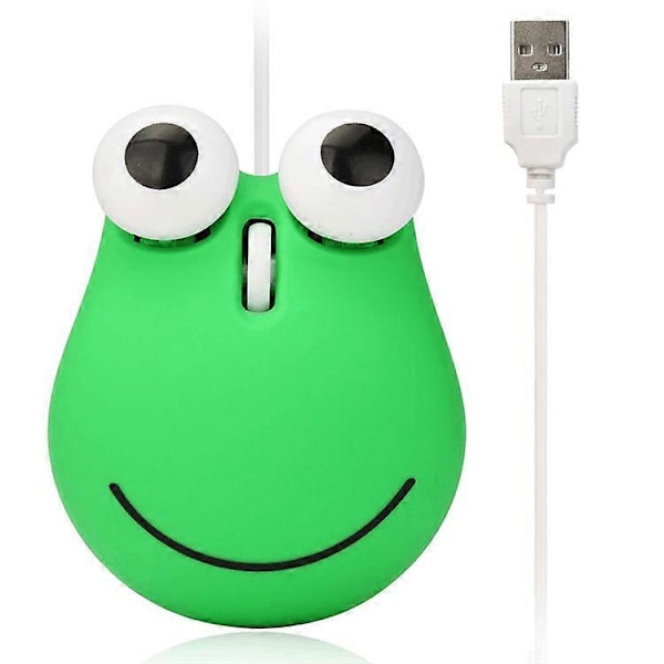 Kablet Mus, Sød Dyrefrø Formet Computermus USB Tegneserie Lille Kablet Optisk Mus Bærbar Rejse Mini Mus (Grøn)