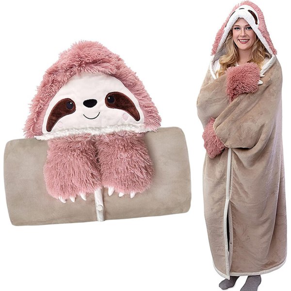 /#/Sloth Wearable Hooded Blanket for Adults - Super Soft Warm C/#/