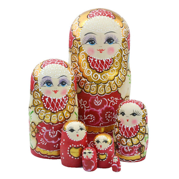 7 stk. russiske dukker Nesting Dolls Serie Matryoshkas Pou