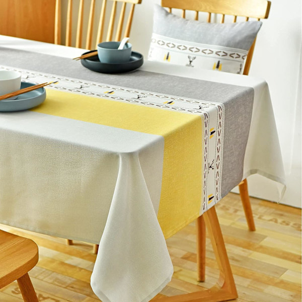 *Rektangulär Anti-fläck Bomull och Linne Bordsduk 130x180cm Rec*