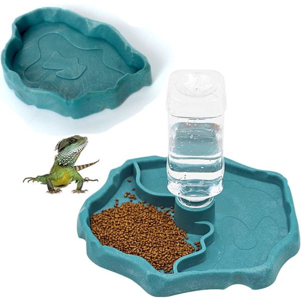 *Reptil Vanddispenser, 2 i 1 Anti-Overflow Foderdispenser Skål*