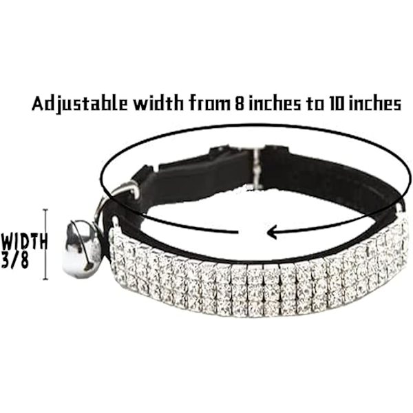 #Blødt Fløjl Justerbar Kattehalsbånd med Rhinestones og Klokker#