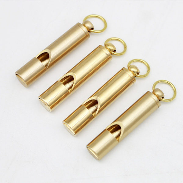 #4ST Handmade Brass Nödsignalvisselpipa av Mässing och Bambu för Utomhusvandring Camping Jakt Överlevnad#